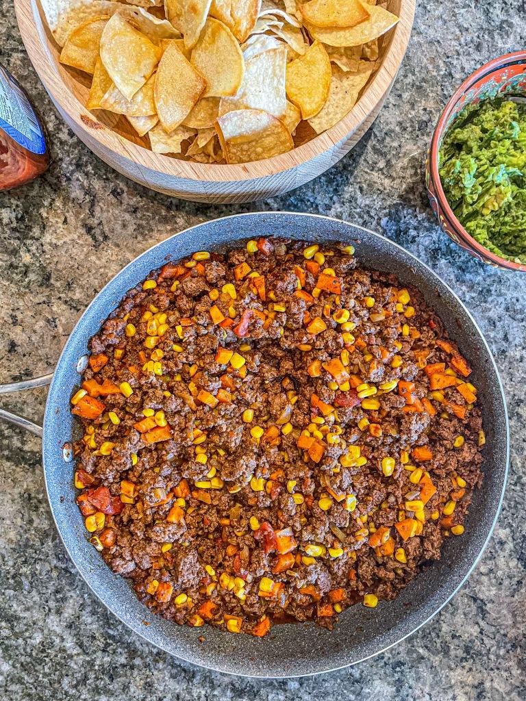 Ground Beef and Sweet Potato Taco Skillet