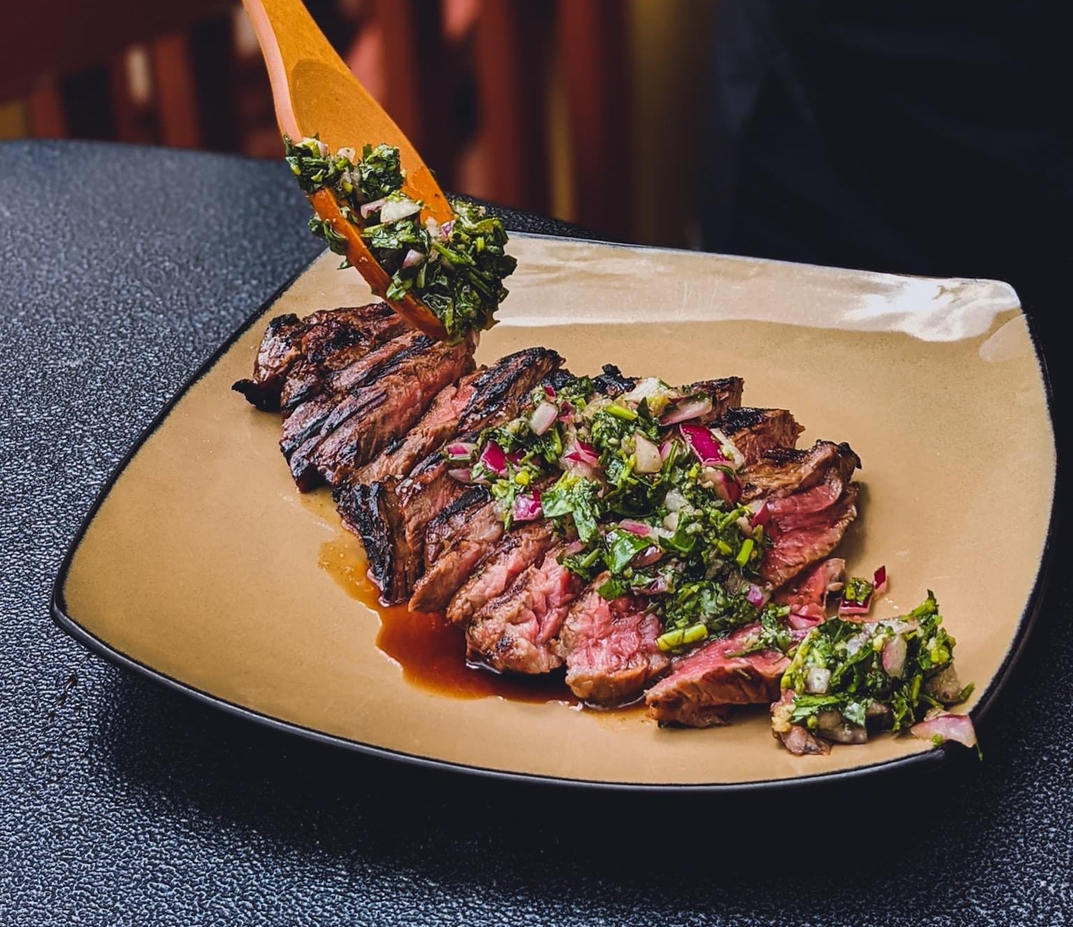 Grilled Bavette Steak with Chimichurri Sauce